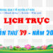 LỊCH TRỰC TOÀN VIỆN TUẦN THỨ 39 – NĂM 2023