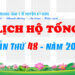 LỊCH HỘ TỐNG TUẦN THỨ 48 – NĂM 2023