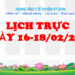 LỊCH TRỰC TOÀN VIỆN NGÀY 16-18/02/2024